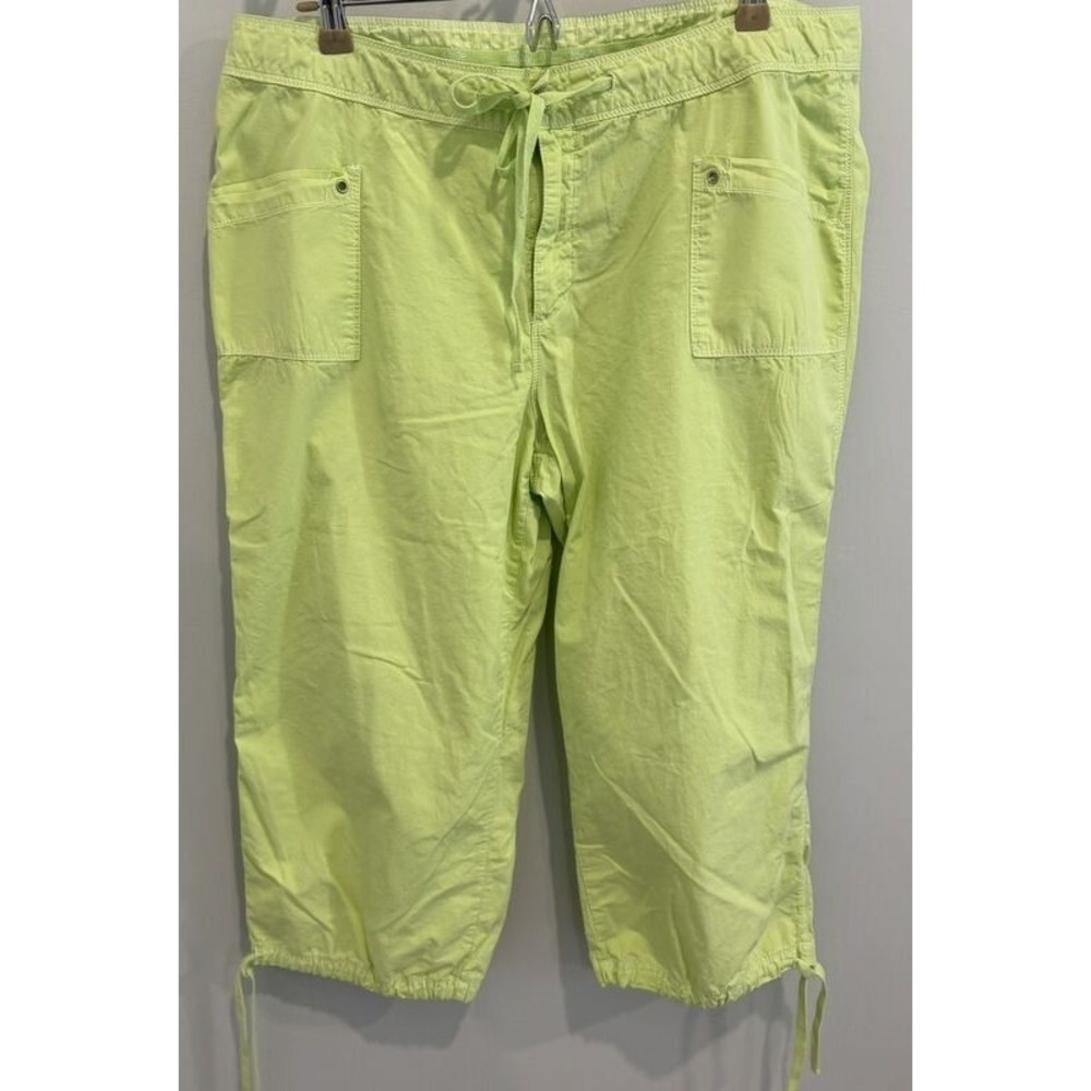 Fresh Produce Womens Lime Green Capri Pants Drawstring Waist Legs Size Xxl